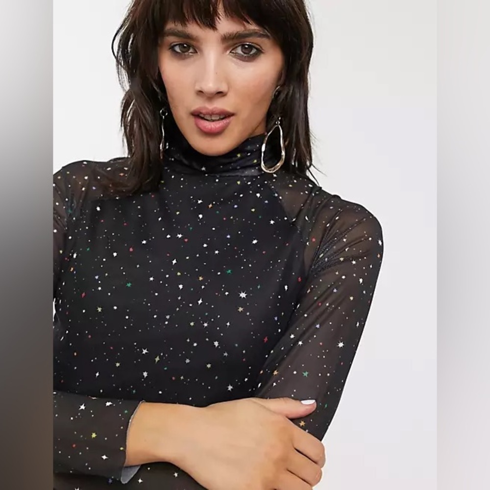 Rachel Antonoff star printed mesh turtleneck